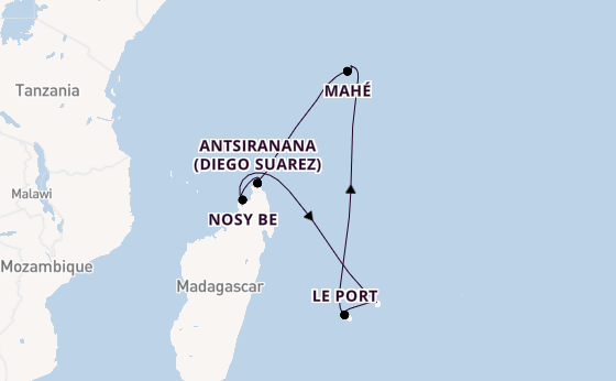 Indische Oceaan vanaf Port Louis, Mauritius met AIDAblu