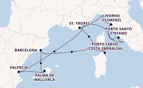 Westliches Mittelmeer ab Civitavecchia (Rom), Italien auf der EXPLORA I