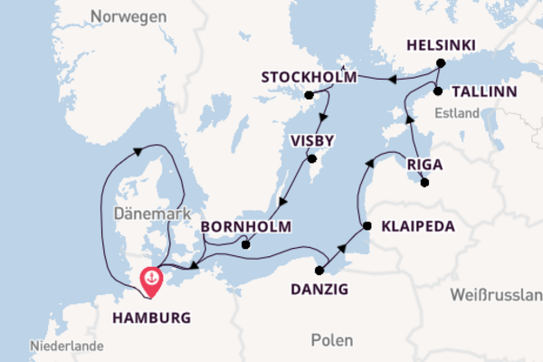 Europa ab Hamburg, Deutschland auf der MS Hamburg