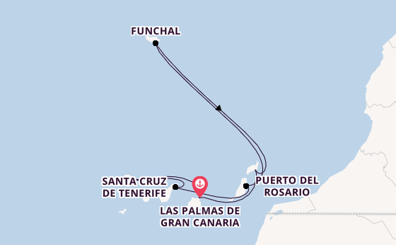 Canary Islands from Las Palmas de Gran Canaria, Canary Islands, Spain with the MSC Fantasia