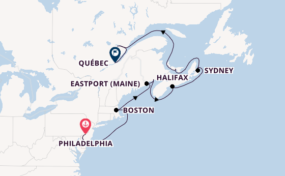 Amerikaanse Oostkust vanaf Philadelphia, Verenigde Staten met de Norwegian Pearl