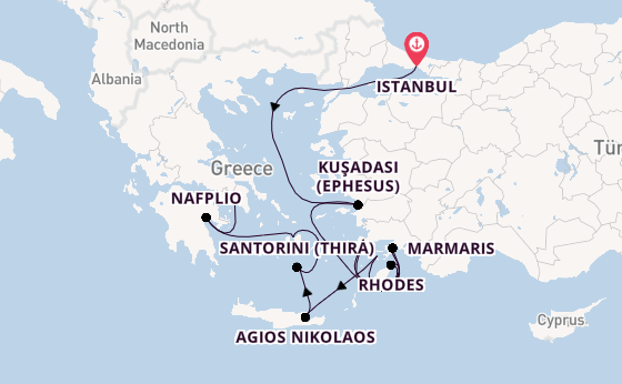 Eastern Mediterranean from Istanbul, Turkey with the MS EUROPA 2