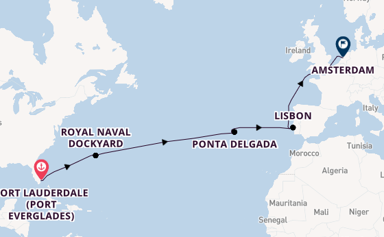 Transatlantic from Fort Lauderdale (Port Everglades), Florida, USA with the Celebrity Eclipse
