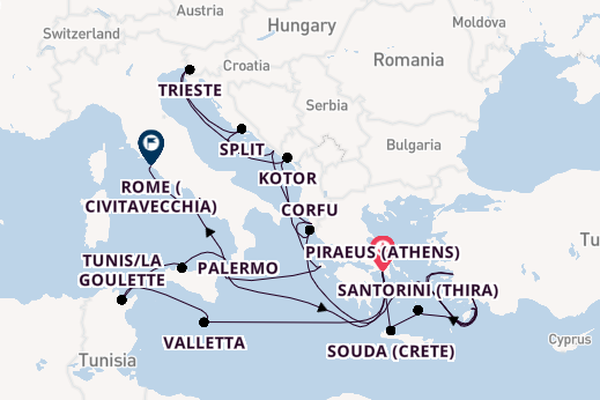 Mediterranean from Piraeus (Athens), Greece with the Nieuw Statendam