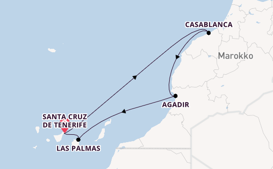 Kanarische Inseln ab Santa Cruz de Tenerife, Spanien auf der Azura