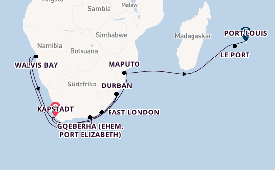 Südliches Afrika ab Kapstadt, Südafrika auf AIDAblu