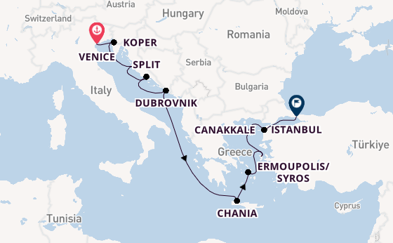 Eastern Mediterranean from Venice, Italy with the Azamara Onward
