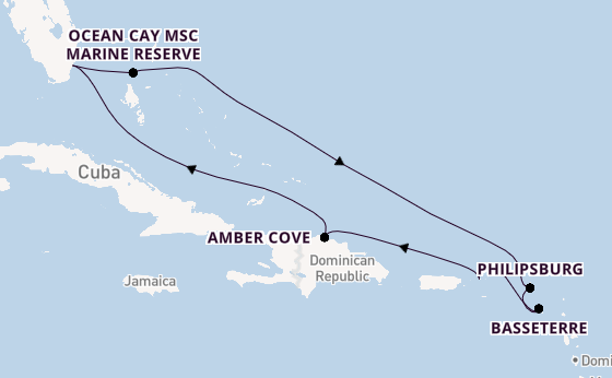 Caribbean vanaf Miami, Verenigde Staten met de MSC Seashore