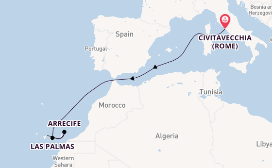 Canarische Eilanden vanaf Civitavecchia (Rome), Italië met de MSC Fantasia