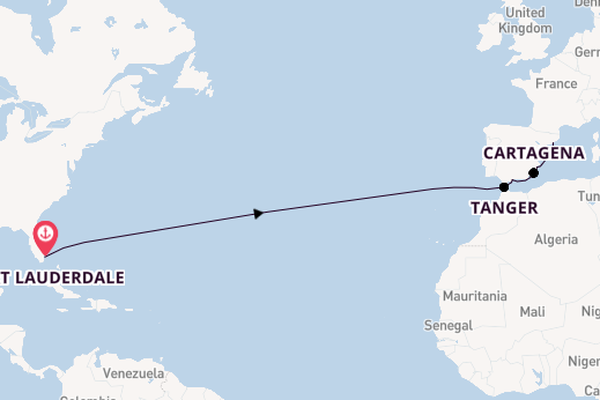 trans-Atlantisch vanaf Fort Lauderdale, Verenigde Staten met de Oosterdam