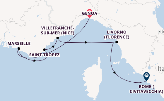 Western Mediterranean from Genoa, Italy with the EXPLORA III