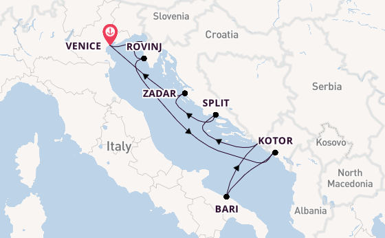 Mediterranean Sea from Venice, Italy with the Silver Muse