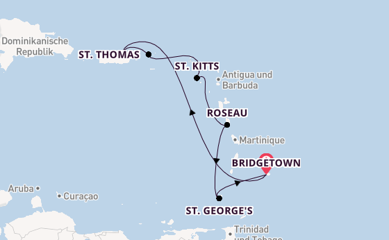 Karibik ab Bridgetown, Barbados auf der Crown Princess
