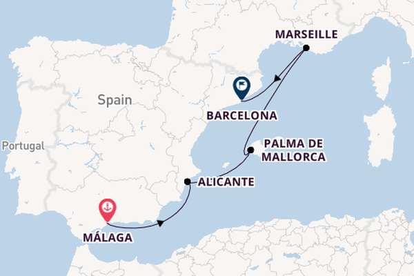 Westelijke Middellandse Zee vanaf Málaga, Spanje met de MSC Virtuosa