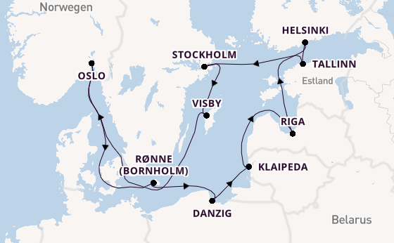 Norwegen ab Kopenhagen, Dänemark auf der Caribbean Princess