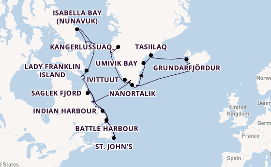 trans-Atlantisch vanaf Reykjavik, IJsland met de Sabourn Venture 
