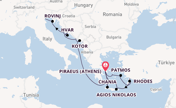 Eastern Mediterranean from Piraeus (Athens), Greece with the Azamara Journey