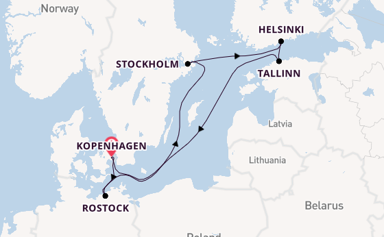 Oostzee vanaf Kopenhagen, Denemarken met de MSC Splendida