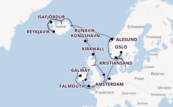 Britische Inseln ab Kopenhagen, Dänemark auf der Caribbean Princess