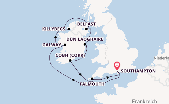Britische Inseln ab Southampton, Großbritannien auf der Caribbean Princess