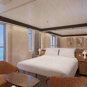 Come aboard the undefined and discover one of 53 cabin categories on a total of 12 decks that can accommodate 2260 passengers. Choose your dream cabin and feel at home on board the undefined!