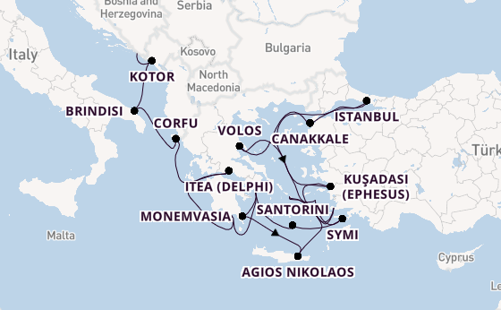 Eastern Mediterranean from Athens (Piraeus), Greece with the Seabourn Ovation 