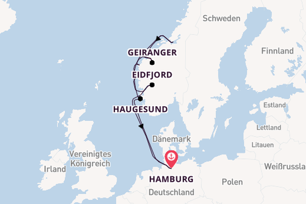 Norwegen ab Hamburg, Deutschland auf AIDAprima