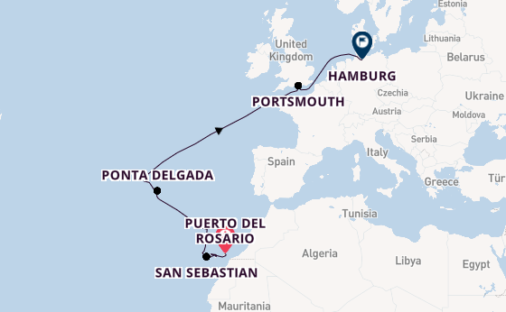 Canarische Eilanden vanaf Puerto del Rosario, Fuerteventura, Spanje met AIDAsol