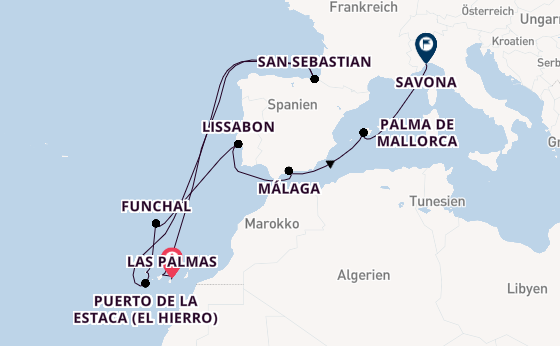 Kanarische Inseln ab Las Palmas, Gran Canaria auf der Amera