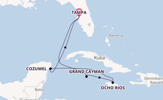 Westliche Karibik ab Tampa, Florida, USA auf der Carnival Legend