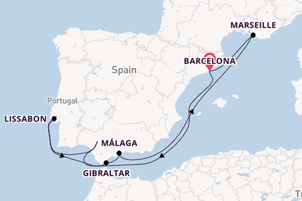 Westelijke Middellandse Zee vanaf Barcelona, Spanje met de Carnival Sunshine