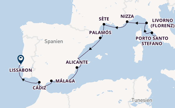 Westliches Mittelmeer ab Civitavecchia (Rom), Italien auf der Silver Shadow