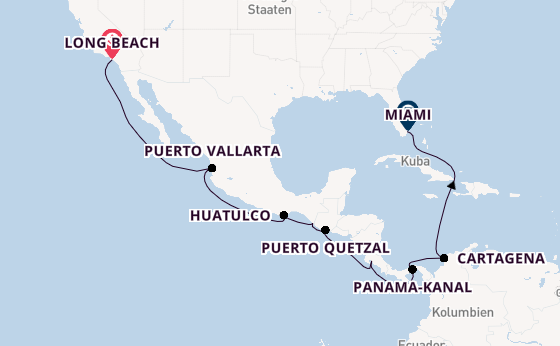Mittelamerika ab Long Beach, Kalifornien, USA auf der Seabourn Quest