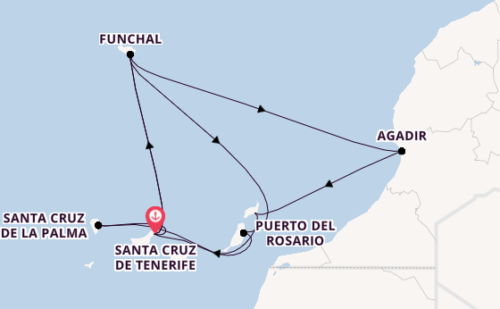 Kanarische Inseln ab Santa Cruz de Tenerife, Spanien auf der Azura