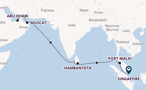 Southeast Asia from Dubai, United Arab Emirates with the MS EUROPA 2