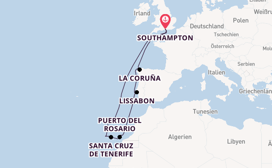 Kanarische Inseln ab Southampton, Großbritannien auf der Ventura