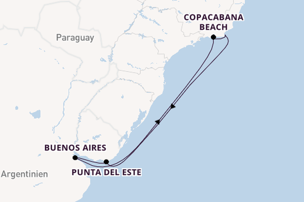 Südamerika ab Rio de Janeiro, Brasilien auf der MSC Splendida