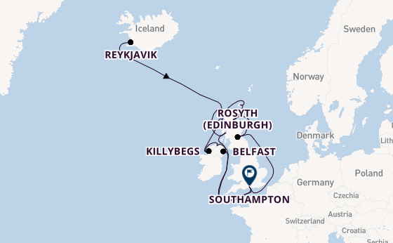 British Isles from Reykjavik, Iceland with the EXPLORA IV