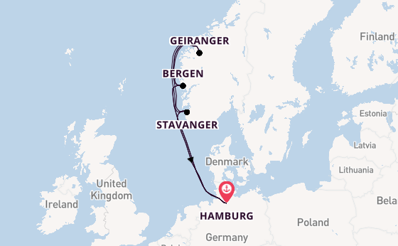 Noorwegen vanaf Hamburg, Duitsland met AIDAnova