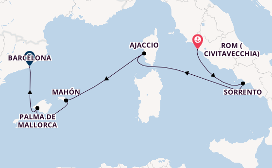 Westliches Mittelmeer ab Civitavecchia (Rom), Italien auf der EXPLORA I