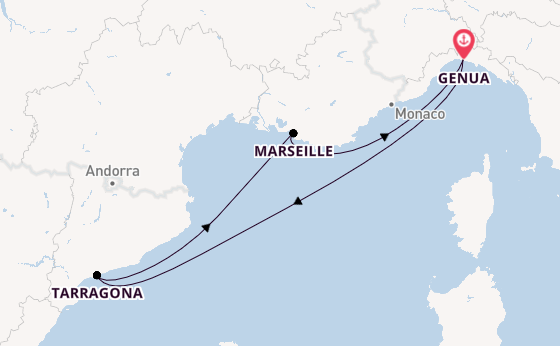 Westelijke Middellandse Zee vanaf Genua, Italië met de MSC Euribia
