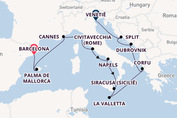 Westelijke Middellandse Zee vanaf Barcelona, Spanje met de Norwegian Breakaway