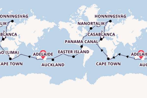 Round-the-World Trip from Adelaide, Australia with the Crown Princess