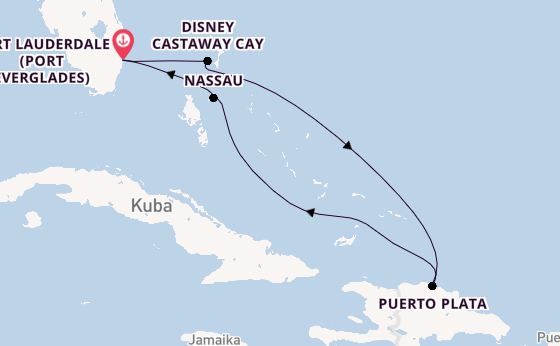 Karibik ab Fort Lauderdale (Port Everglades), USA auf der Disney Destiny