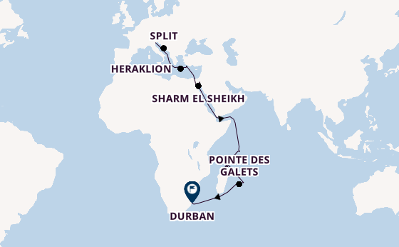 Indischer Ozean ab Venedig, Italien auf der MSC Armonia 