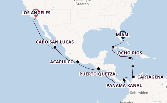 Mittelamerika ab Los Angeles, USA auf der Norwegian Joy