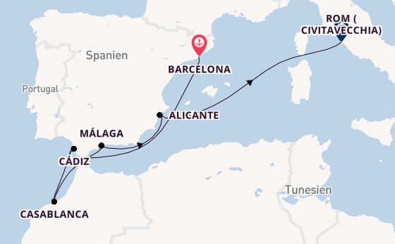Westliches Mittelmeer ab Barcelona, Spanien auf der MSC Magnifica