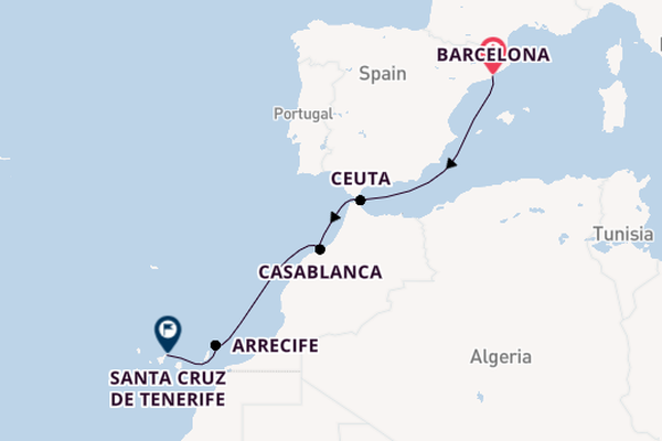 Canarische Eilanden vanaf Barcelona, Spanje met de EXPLORA II
