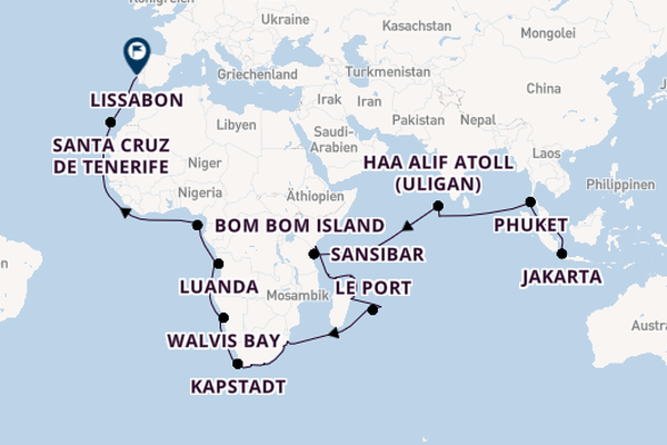 Afrika ab Jakarta, Indonesien auf der VASCO DA GAMA