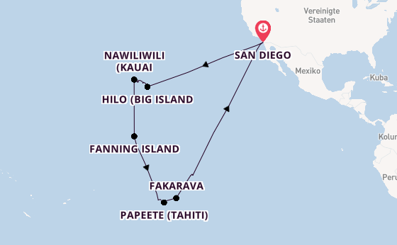 Polynesien ab San Diego, USA auf der Koningsdam